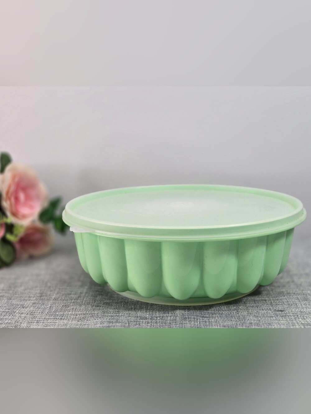 Vintage Tupperware Mint Green Jello Mold Jel-N-Serve 3 Pc Set Retro